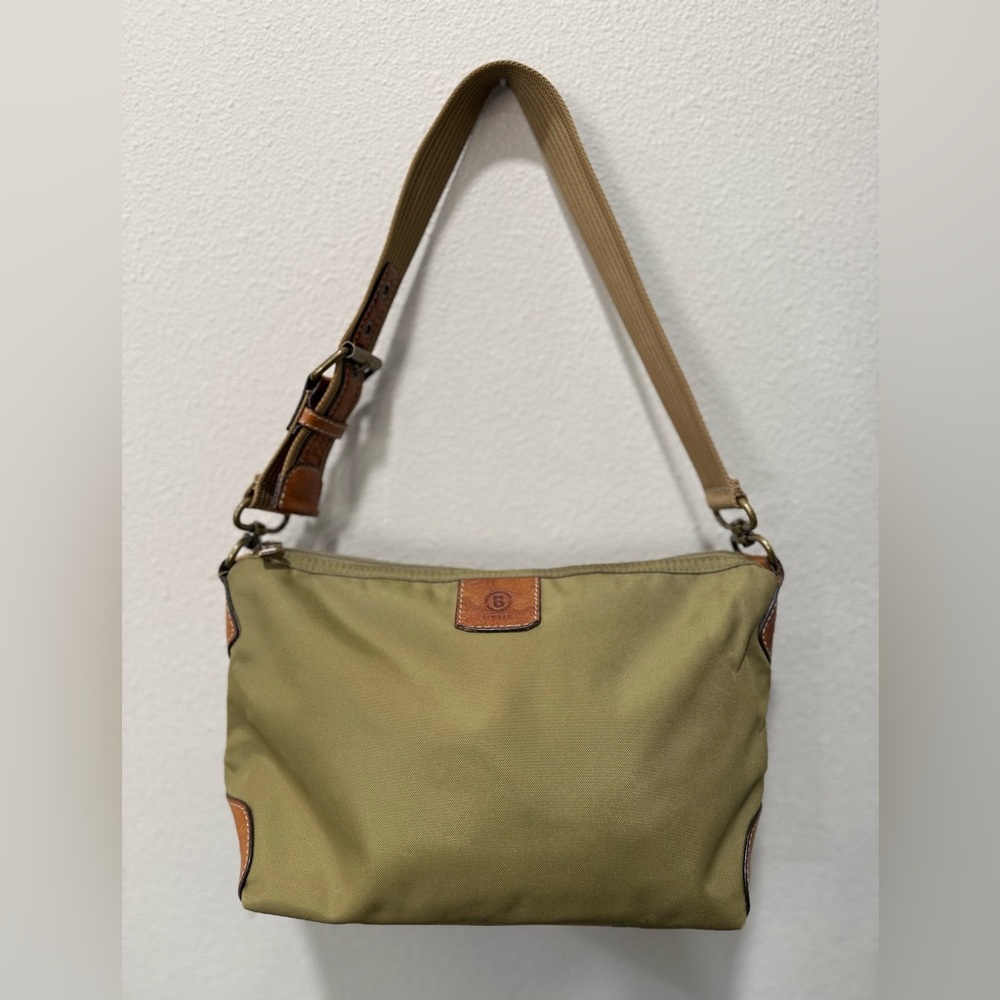 Bogner Green & Brown Leather Nylon Handbag Purse